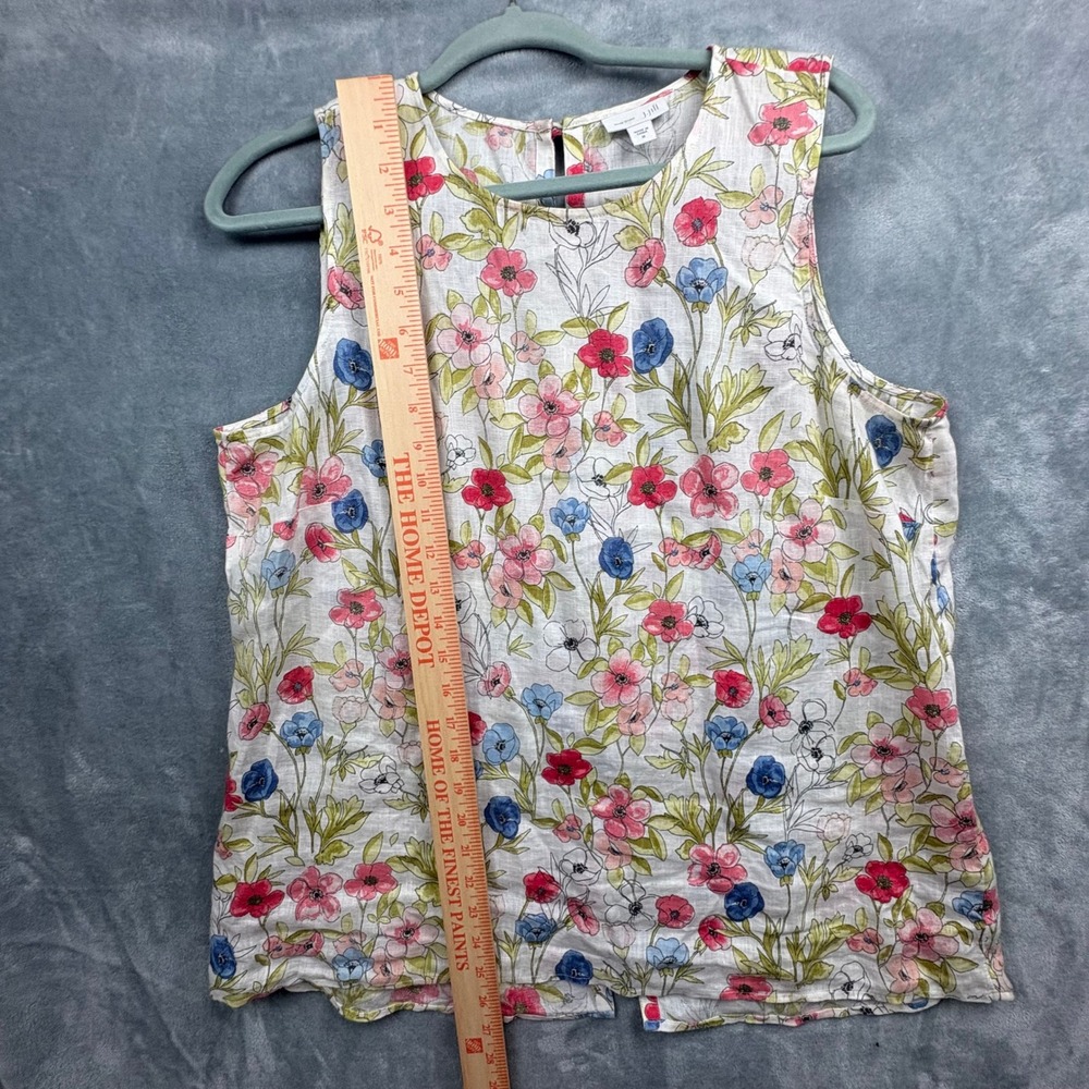J. Jill Love Linen Floral Sleeveless Top M. Full Button Back Cottagecore Coastal - Picture 10 of 11